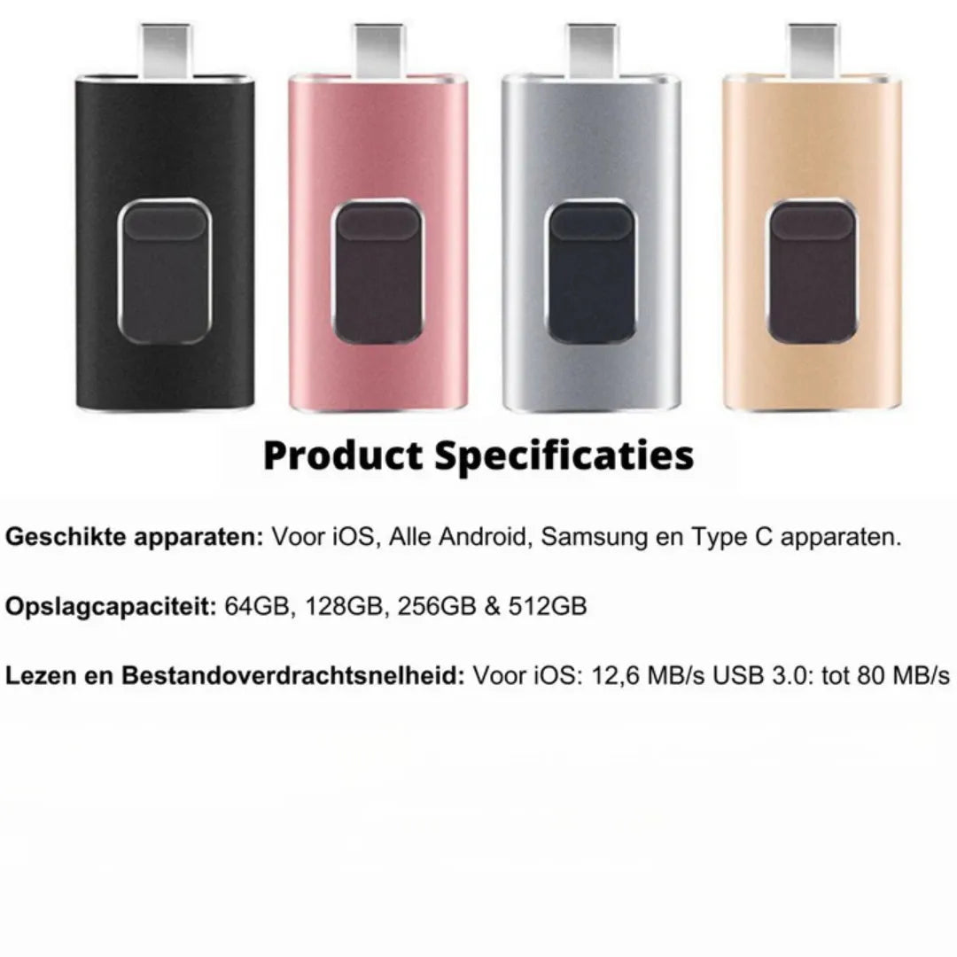 Flashdrive - USB | Stockage Téléphone Universel FlexiStore 4-en-1