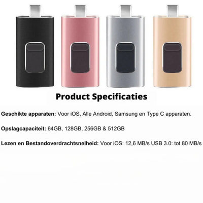 Flashdrive - USB | Stockage Téléphone Universel FlexiStore 4-en-1