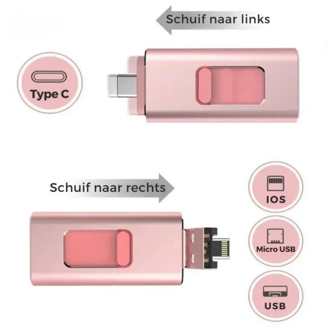 Flashdrive - USB | Stockage Téléphone Universel FlexiStore 4-en-1
