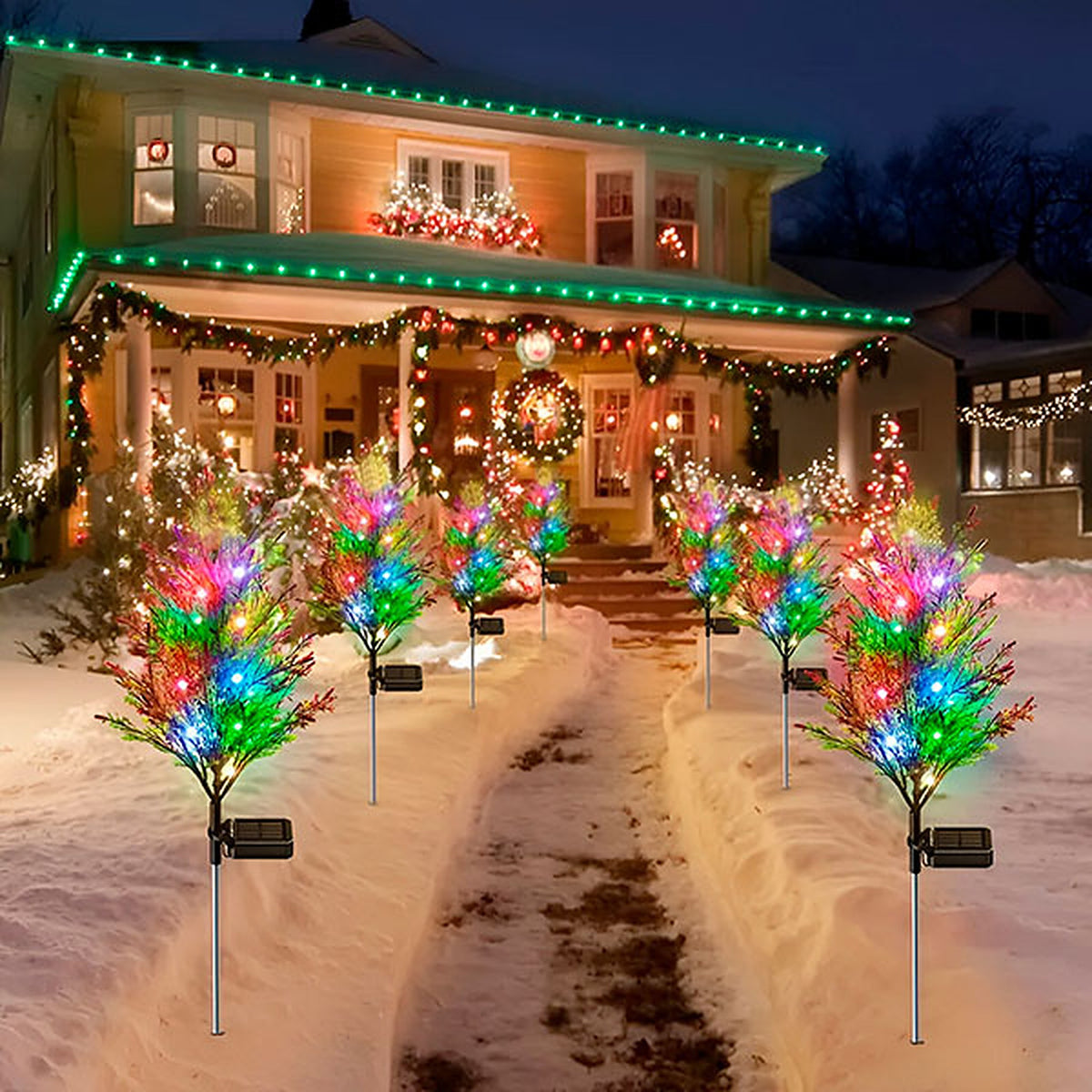 Verlichte Kerstboom Buiten – Solar Cipres Tuinlamp met 8 LED's, 74 cm (6)