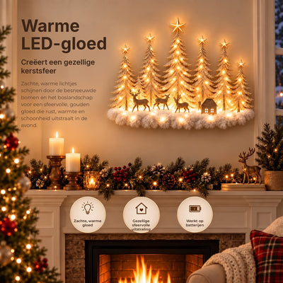 Warme LED-gloed van de winterbos wanddecoratie