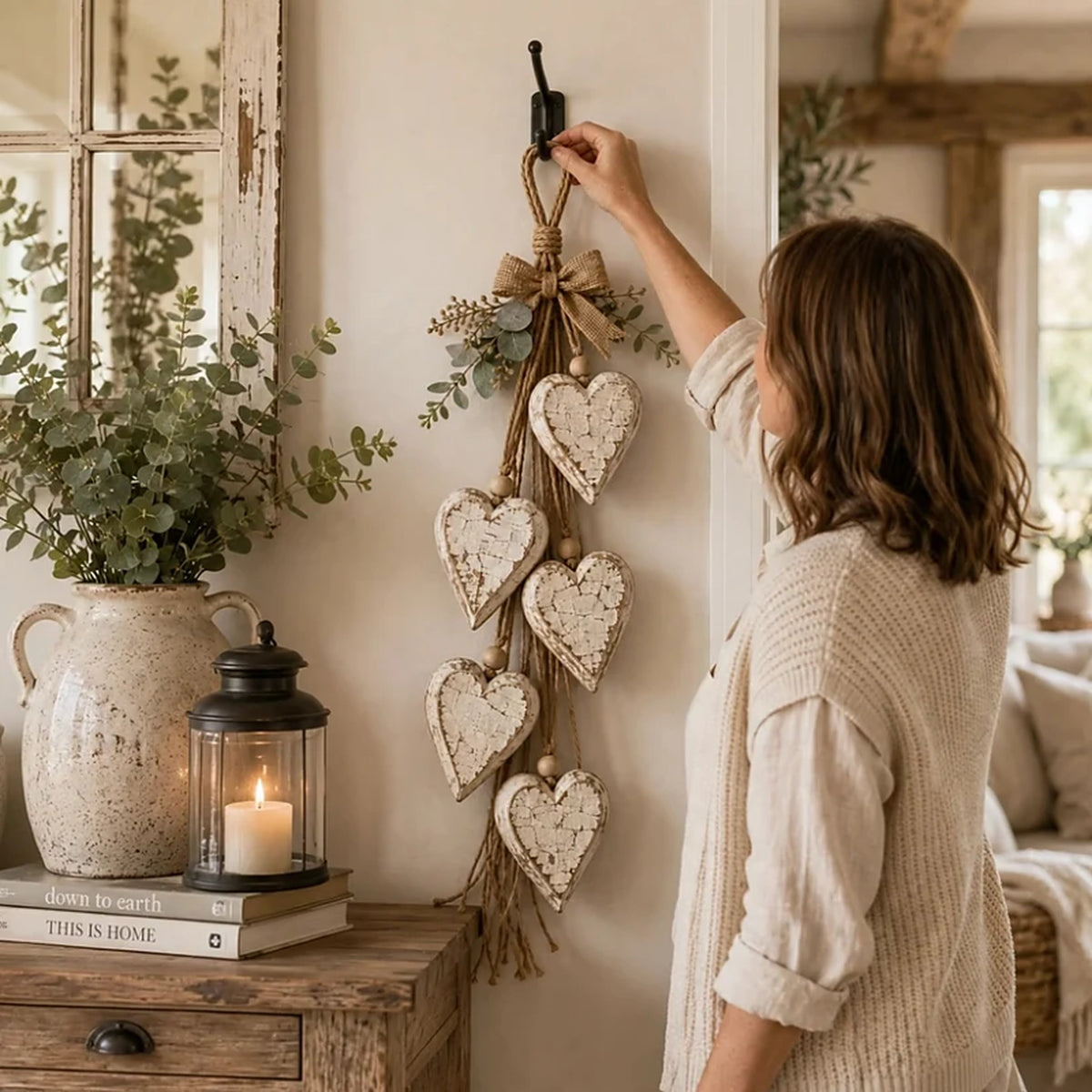 Wanddecoratie – Rustieke Houten Harten met Warme LED-Verlichting (5)