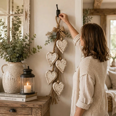 Wanddecoratie – Rustieke Houten Harten met Warme LED-Verlichting (5)
