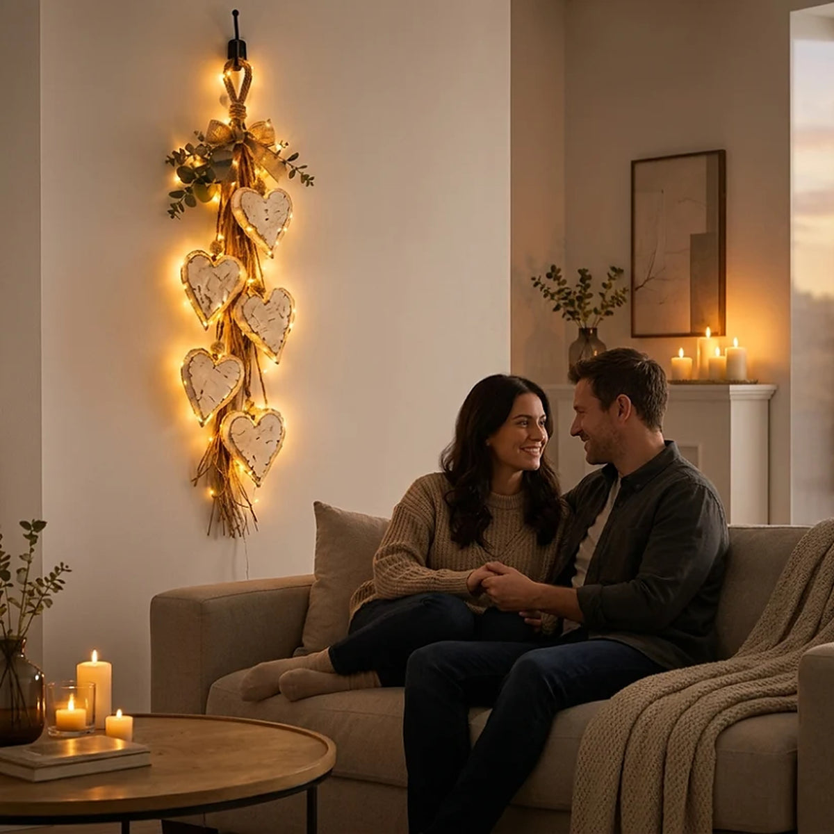 Wanddecoratie – Rustieke Houten Harten met Warme LED-Verlichting (6)