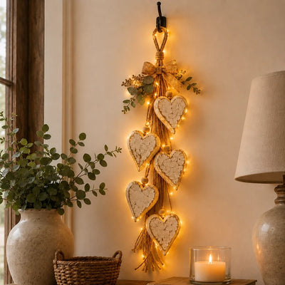 Wanddecoratie – Rustieke Houten Harten met Warme LED-Verlichting (8)
