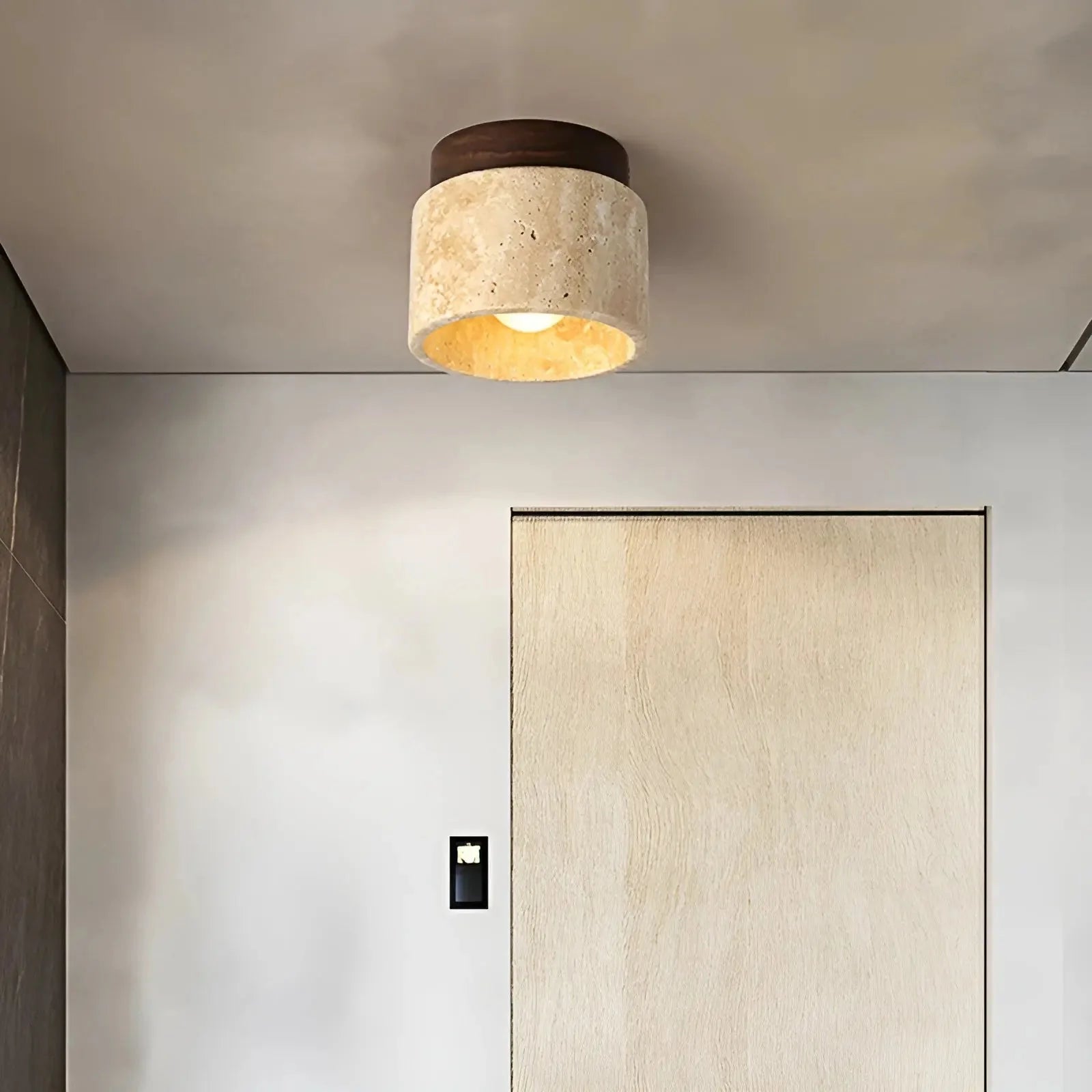 Plafondlamp - Rustieke Travertijn Verlichting - Norvane