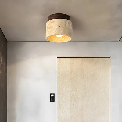 Plafondlamp - Rustieke Travertijn Verlichting - Norvane