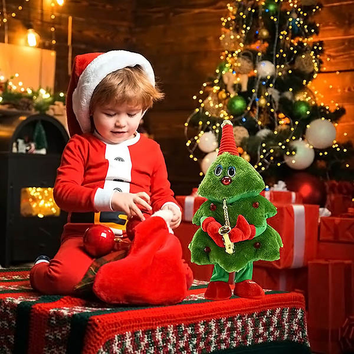 Zingende Kerstboom – Dansende Pluche Knuffel met LED en 8 Liedjes (3)